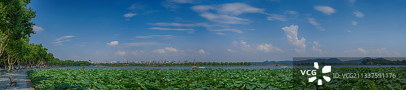 杭州·西湖断桥白堤全景图图片素材