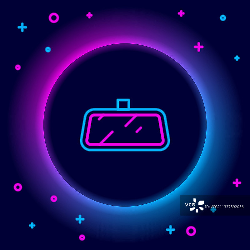 发光的霓虹灯线汽车后视镜图标图片素材