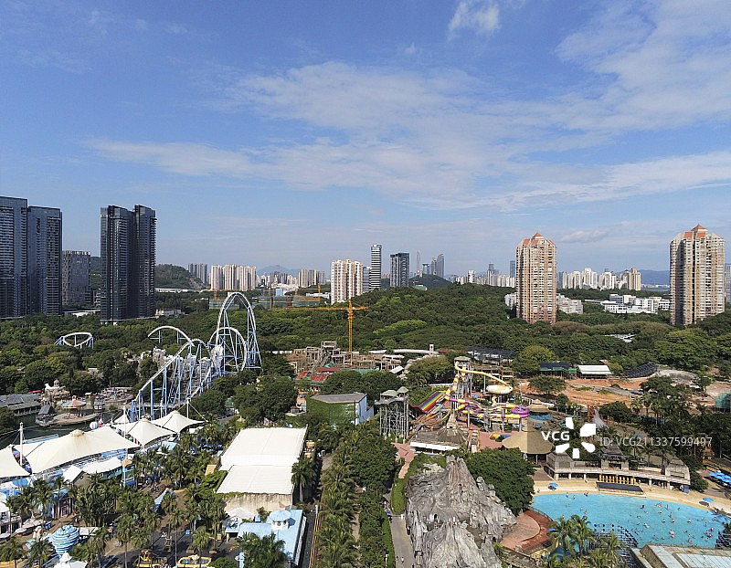 航拍深圳欢乐谷主题乐园图片素材