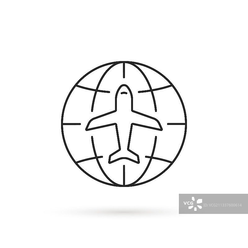 细线全球旅行图标图片素材