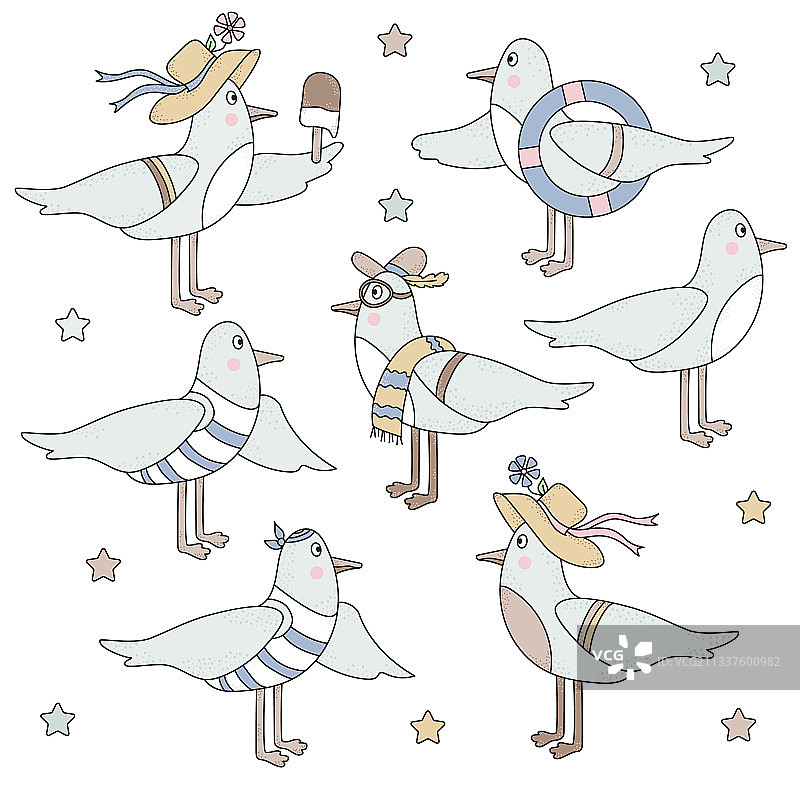 可爱有趣的海鸥角色图片素材