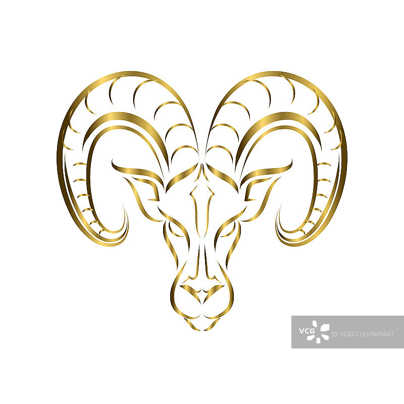 白羊座标志的线性公羊头logo图片素材