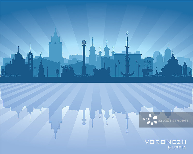 俄罗斯沃罗涅日城市天际线剪影图片素材
