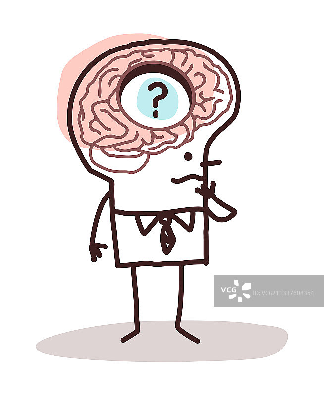 卡通男人大脑有洞，失忆图片素材
