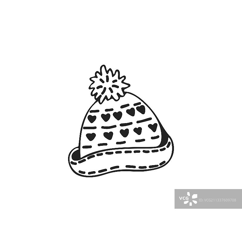 手绘冬季帽子单个元素图案图片素材