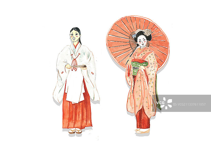 日本艺妓插画图片素材
