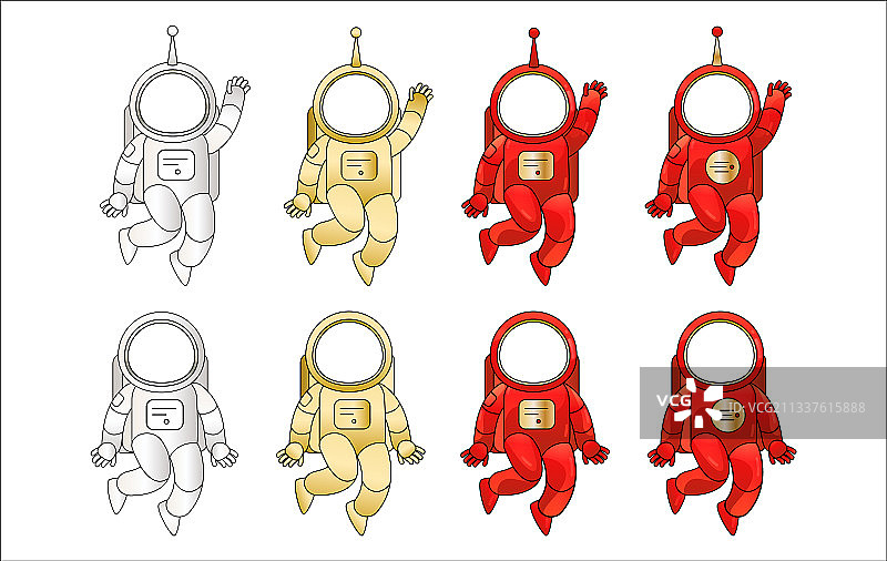 带有大头盔的太空服套装模板图片素材