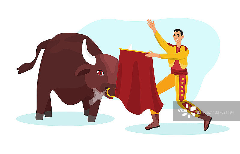 斗牛士与公牛的斗牛场景图片素材