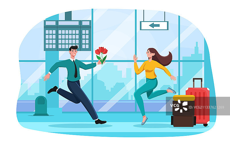 机场归家时的热情相遇图片素材