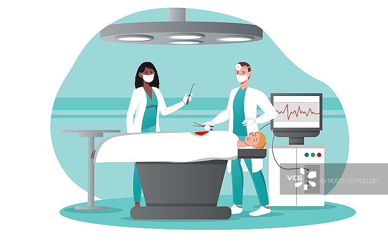 多民族外科手术团队进行手术图片素材