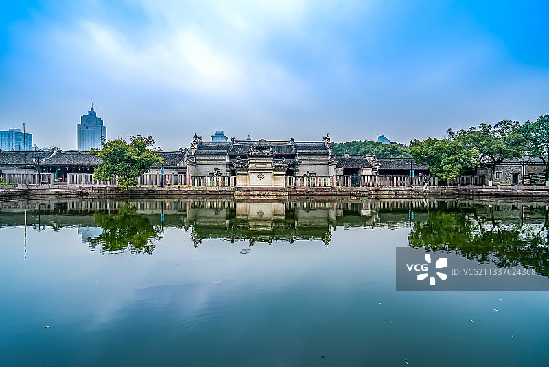 宁波月湖公园历史遗址古建筑景观图片素材