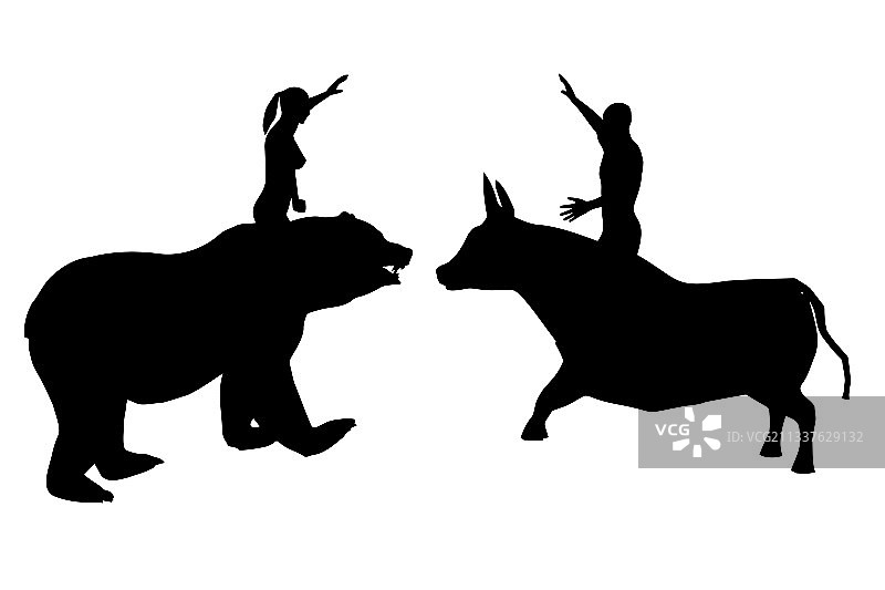 女人骑熊和男人黑色剪影图片素材