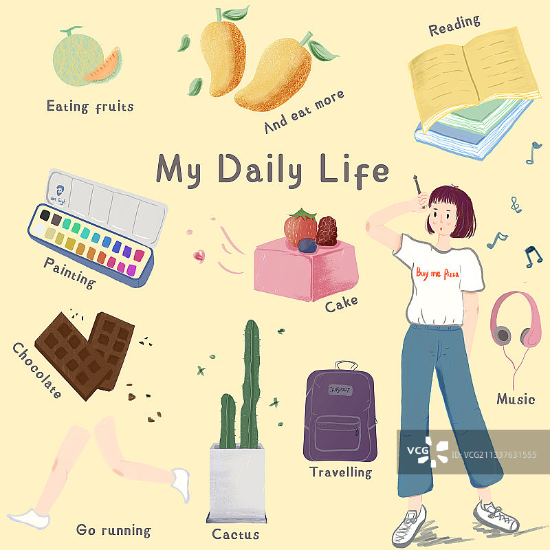 女孩和她的生活小物件图片素材