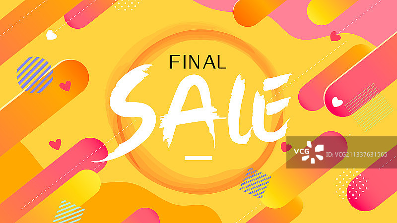 孟菲斯渐变箭头促销电商矢量海报横图背景图片素材