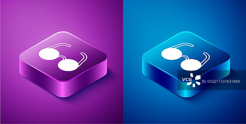 2.5D蓝紫色背景眼镜图标图片素材