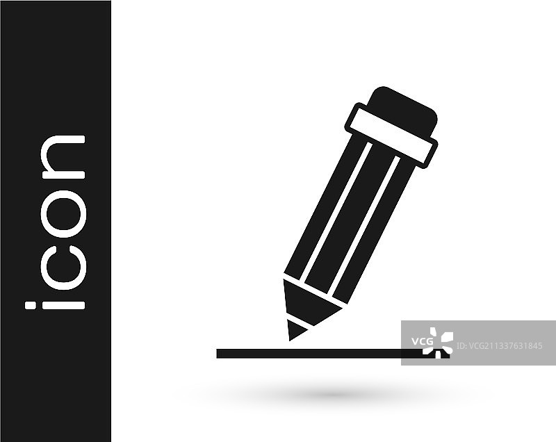 白色背景上带橡皮擦的黑色铅笔图标图片素材