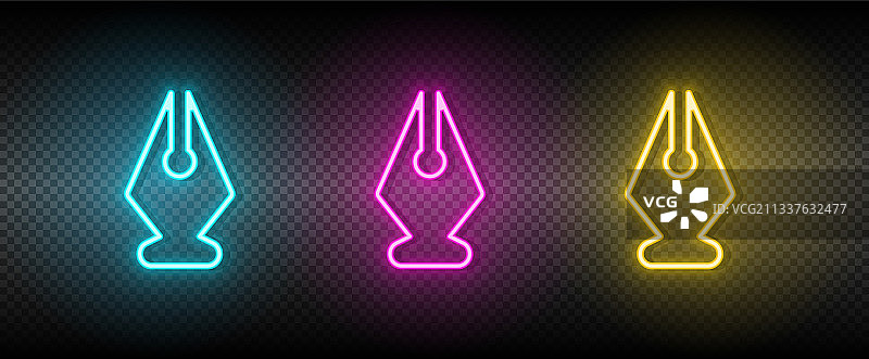 墨水笔工具图标（黄粉蓝霓虹色）图片素材