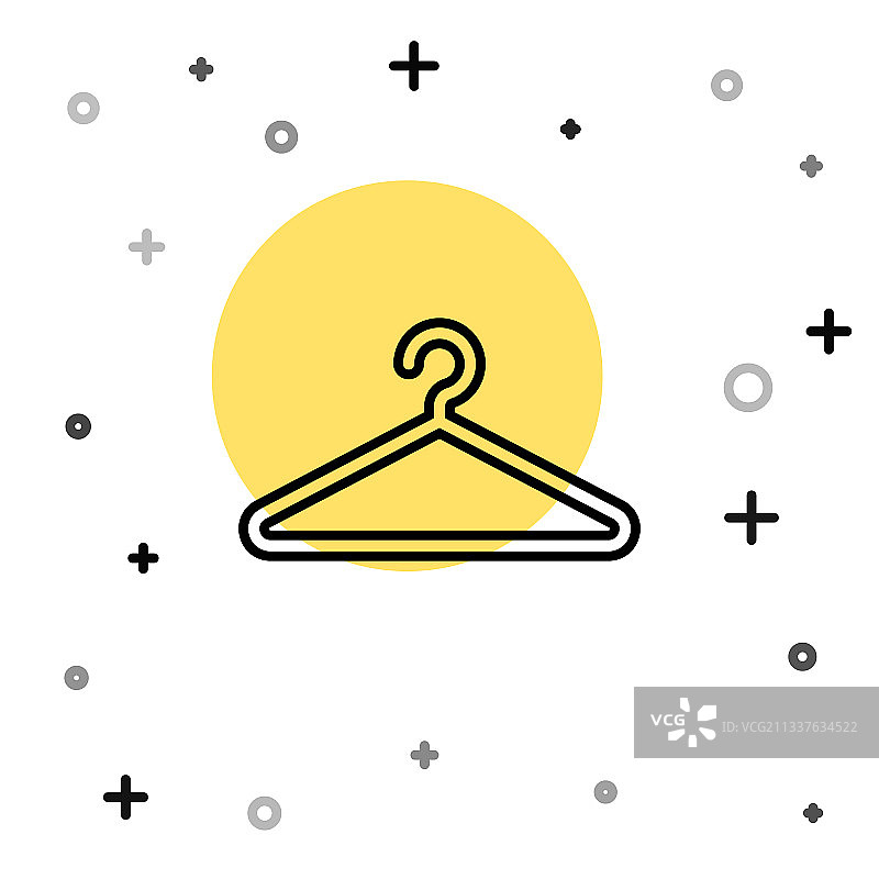 白色背景上的黑色线条衣架衣柜图标图片素材