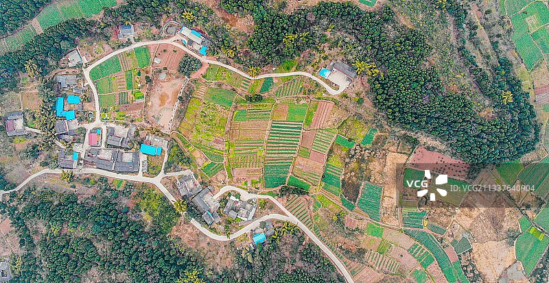 希望的田野（成都东部新区董家埂高家湾村航拍）图片素材