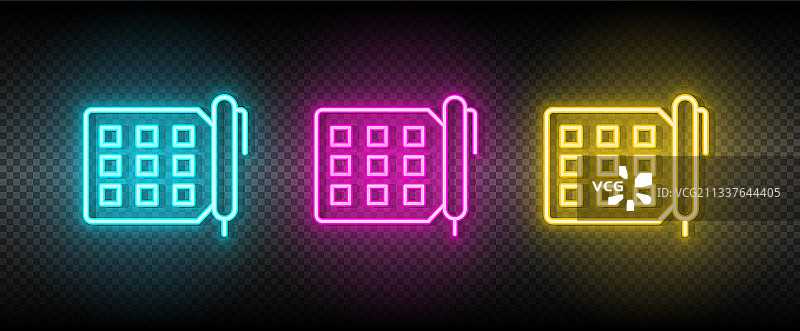 黄色粉色蓝色霓虹任务图标图片素材