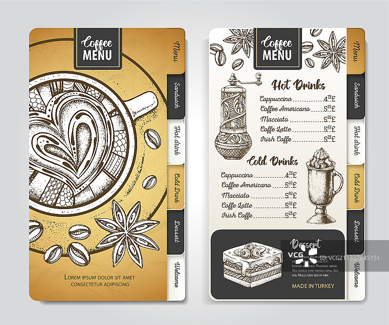 餐厅咖啡菜单装饰草图设计图片素材
