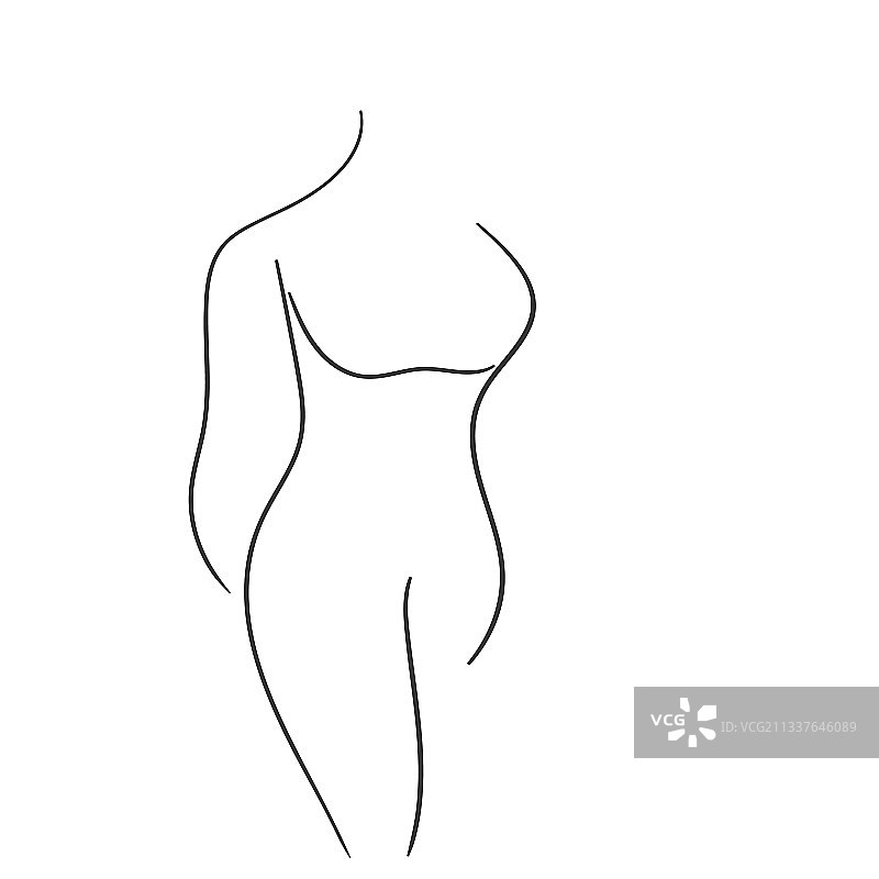 优雅女性剪影艺术线条图片素材