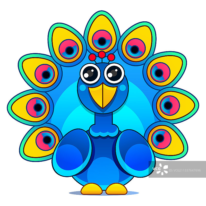 彩色卡通孔雀自拍标志图片素材