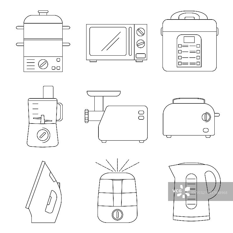 小型电器轮廓图标图片素材