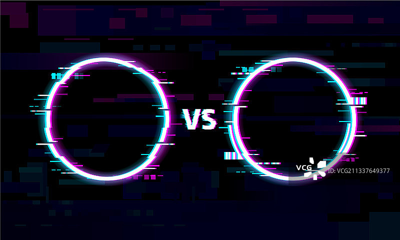 像素故障风的VS对战框架图片素材