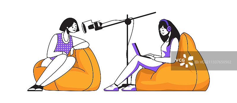 播客：女性直播采访录音图片素材