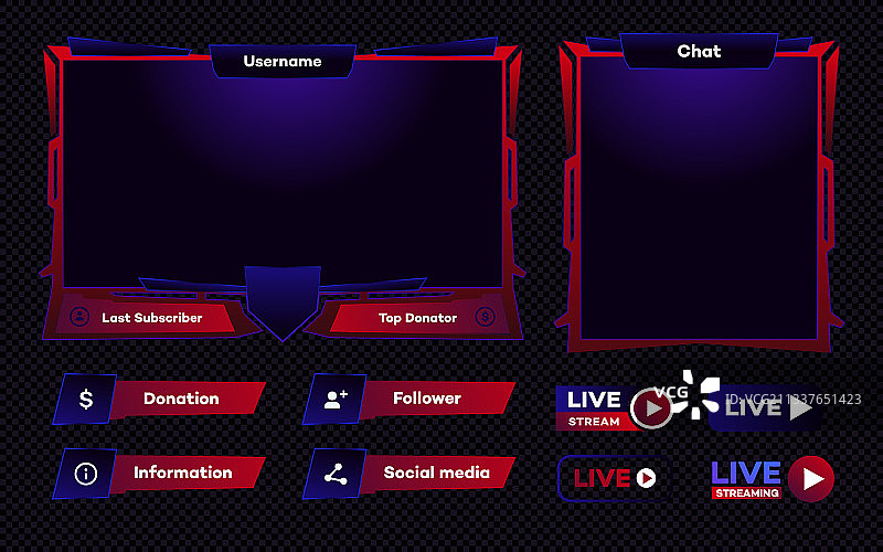 流媒体屏幕面板叠加游戏模板图片素材