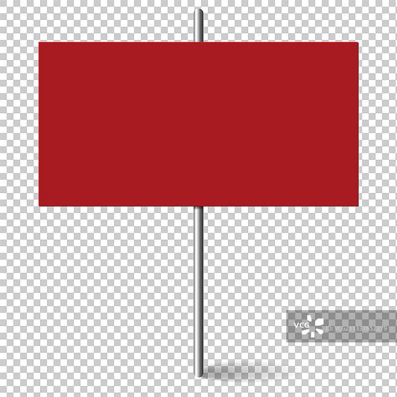 金属杆上的红色矩形空白banner样机图片素材