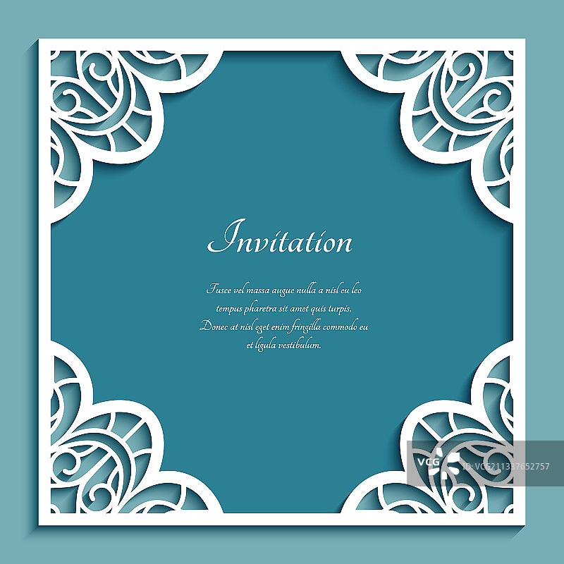 带角花边装饰的方形框架图片素材