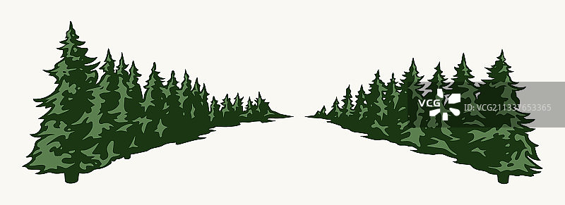 色彩缤纷的冷杉树小巷概念图片素材