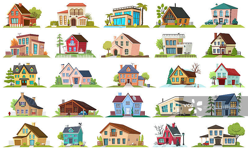 房屋公寓卡通图标合集图片素材