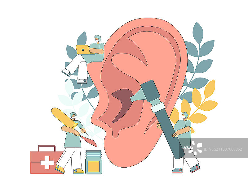 耳鼻喉科概念：耳朵治疗小图图片素材