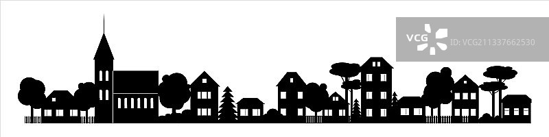 小镇轮廓天际线横版banner图片素材