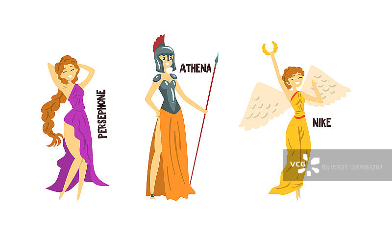 珀耳塞福涅雅典娜耐克奥林匹斯希腊神套装图片素材