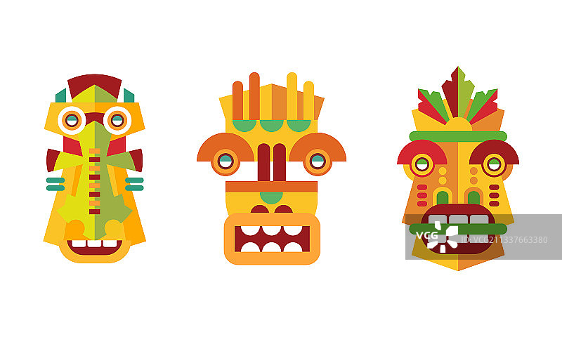 美洲原住民印第安图腾木制部落图片素材