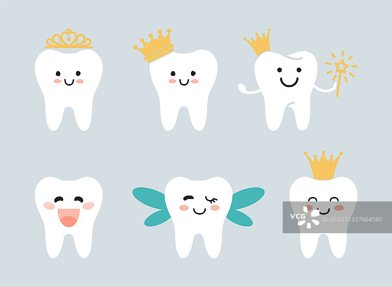 戴着皇冠和翅膀的牙仙图片素材