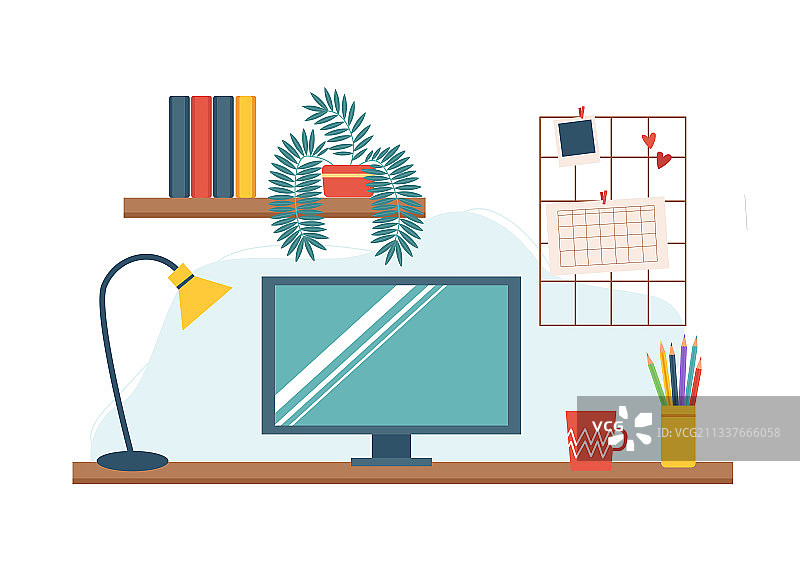 明亮舒适的自由职业者或家庭工作场所图片素材