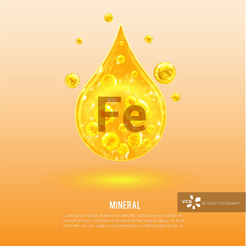 含铁矿物维生素复合物（金色）图片素材