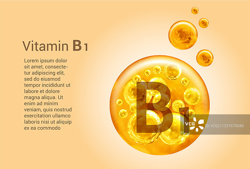 含金色球体的维生素B1 banner图片素材