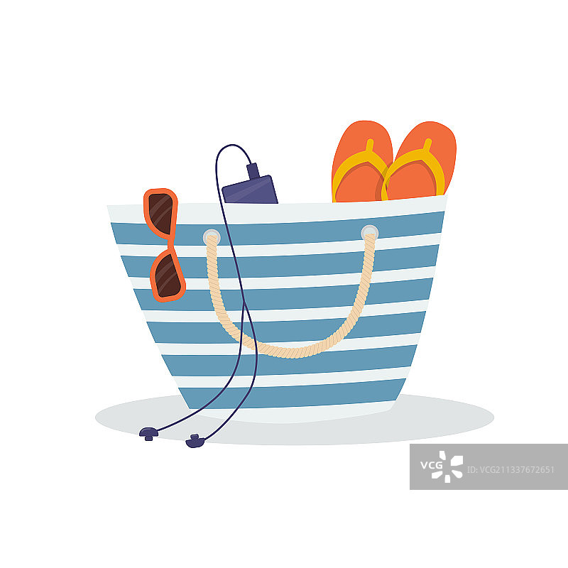 女士沙滩包与配件隔离图片素材