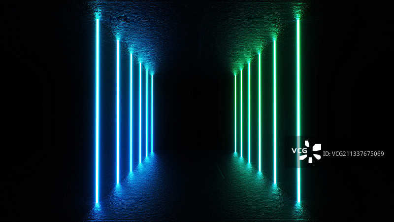 3d渲染发光霓虹灯空间图片素材