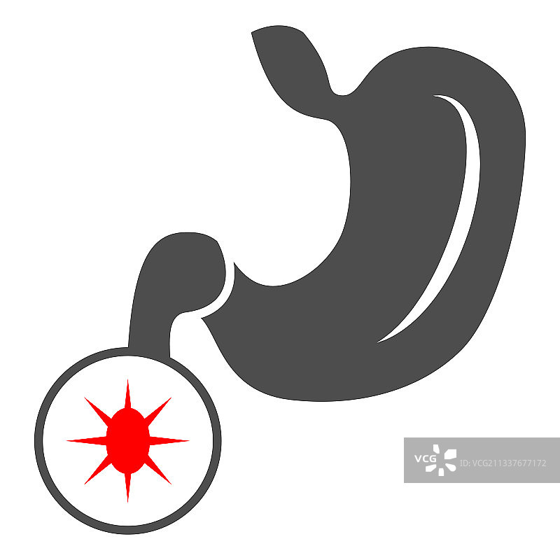 十二指肠溃疡实体图标，人类疾病概念图片素材