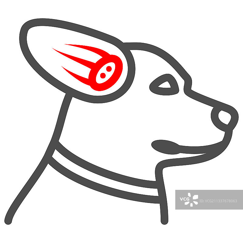 犬耳炎线性图标宠物疾病概念图片素材