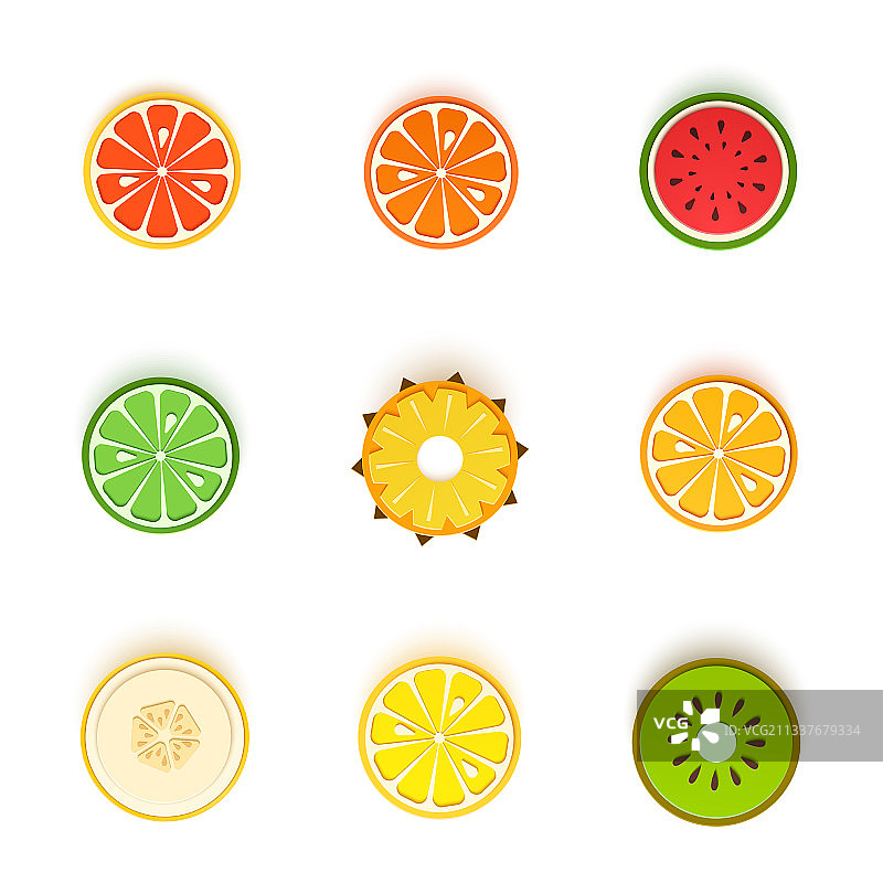 纸艺风格热带水果图片素材