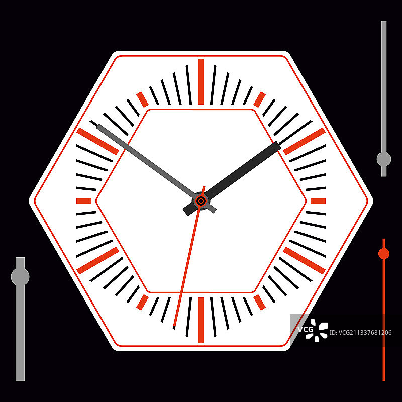 六边形手表表盘（无数字时分针）图片素材