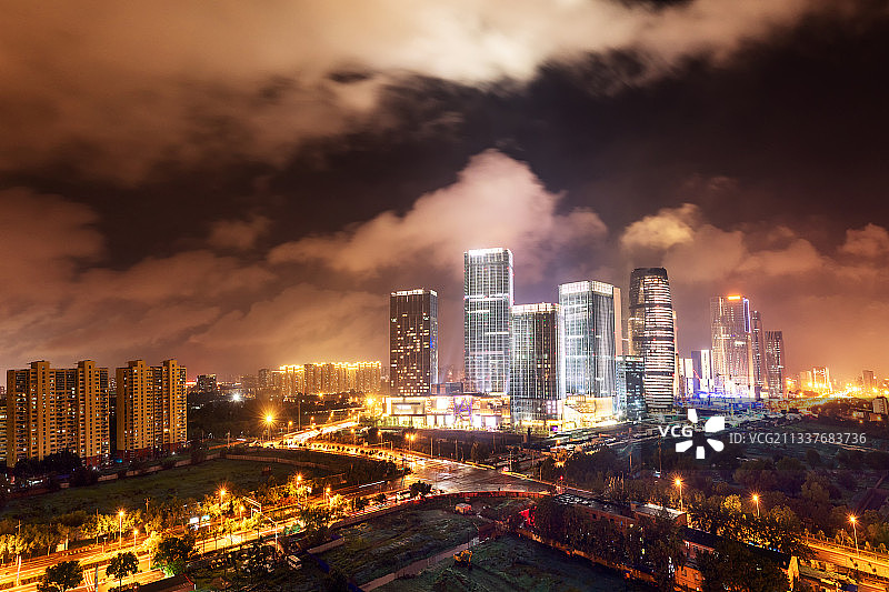丽泽夜景：此图拍摄于北京市西城区丽泽商务区图片素材